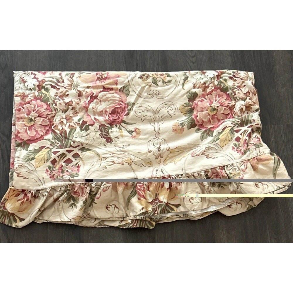 Vintage Ralph Lauren Guinevere Flat Sheet Queen Ruffled Floral Cottagecore